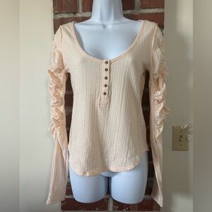 NWT Free People Peach Long Sleeve Top